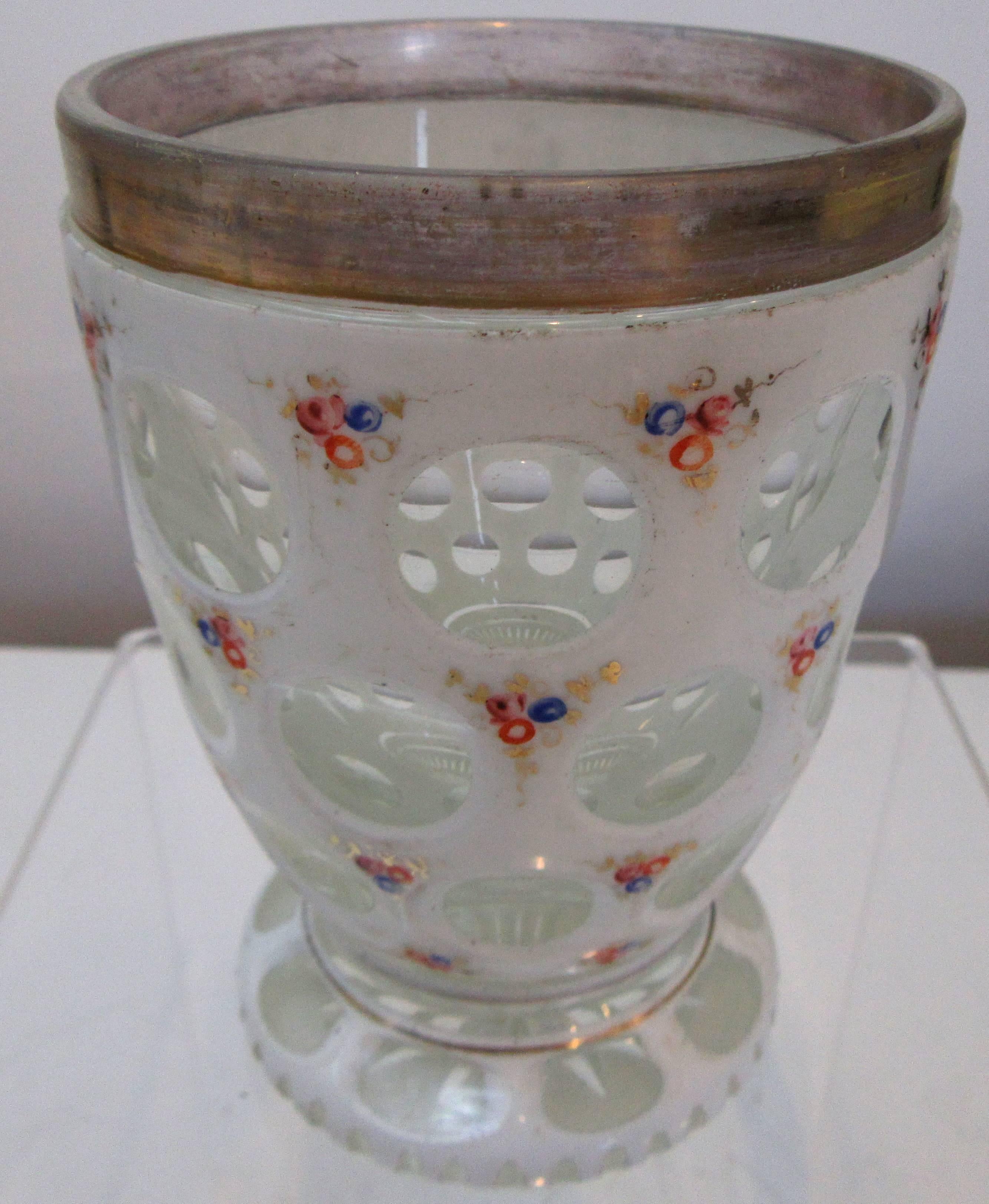 Collection of Bohemian White Cut-Out Glassware In Excellent Condition For Sale In Mt Kisco, NY