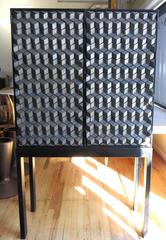 Artisan Crafted Iron Framed & Ceramic Three Dimensional Design Cabinet on Stand