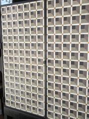 Artisan Crafted Iron and Stone Tile Three Dimensional Illusion Cabinet on Stand