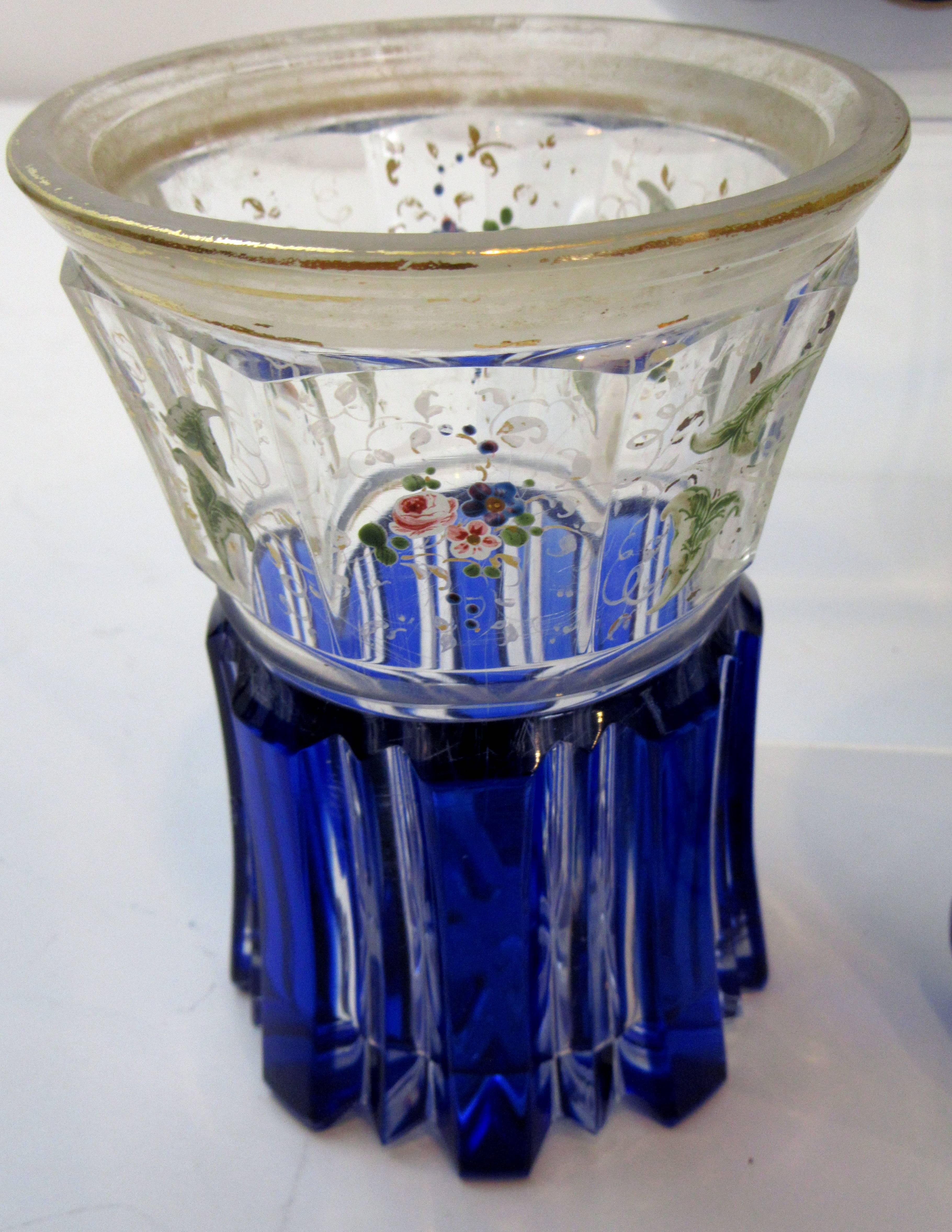 Czech Group of Three Vintage Bohemain Cobalt Glassware Pieces