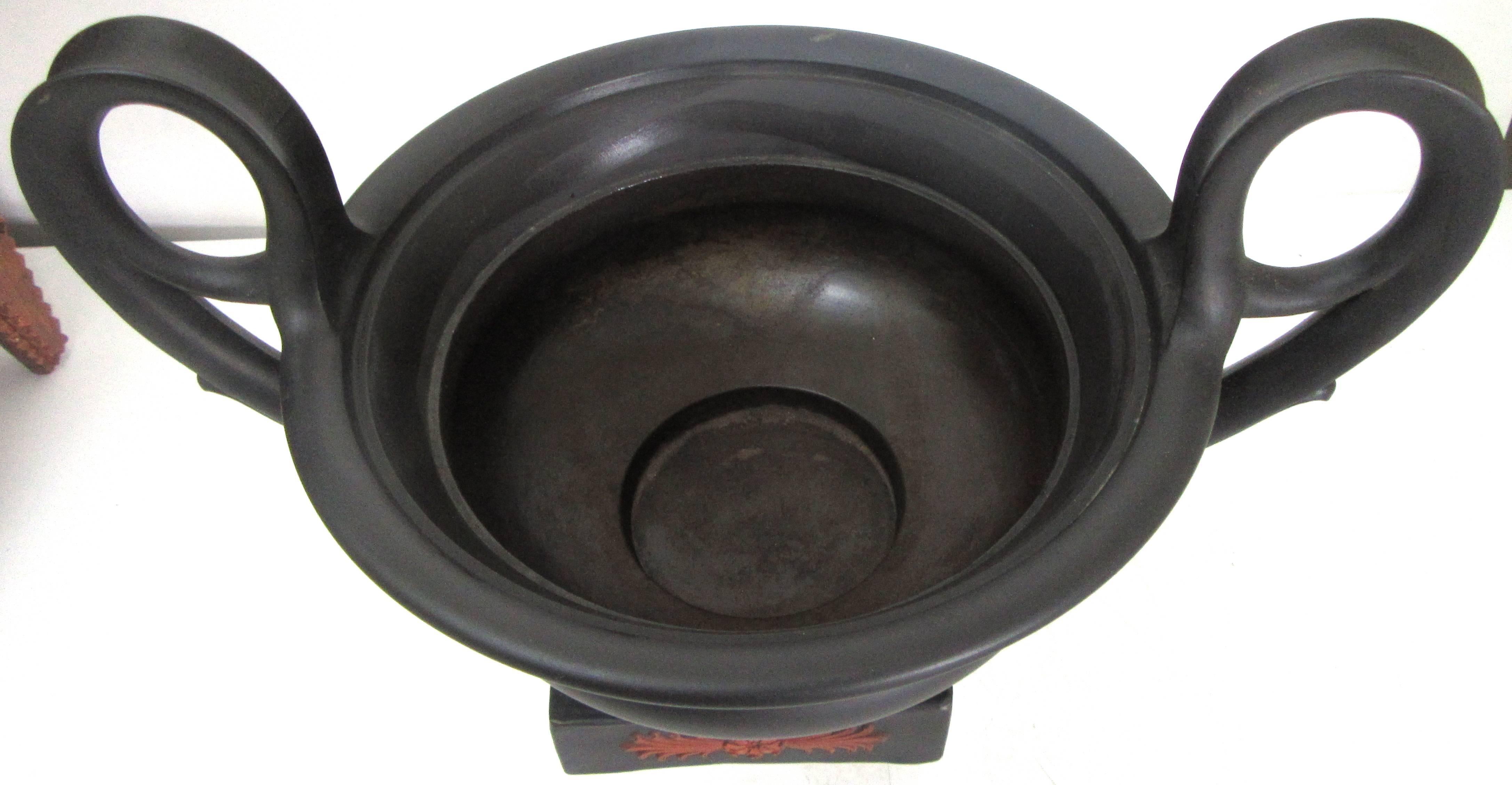 Neoclassical Wedgwood Black Basalt and Rosso Antico Bough Pot