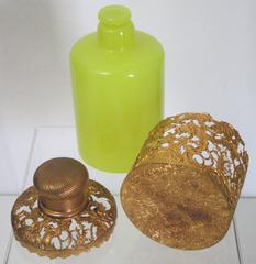 Palais Royal Green Opaline and Gilt Bronze Scent Bottle