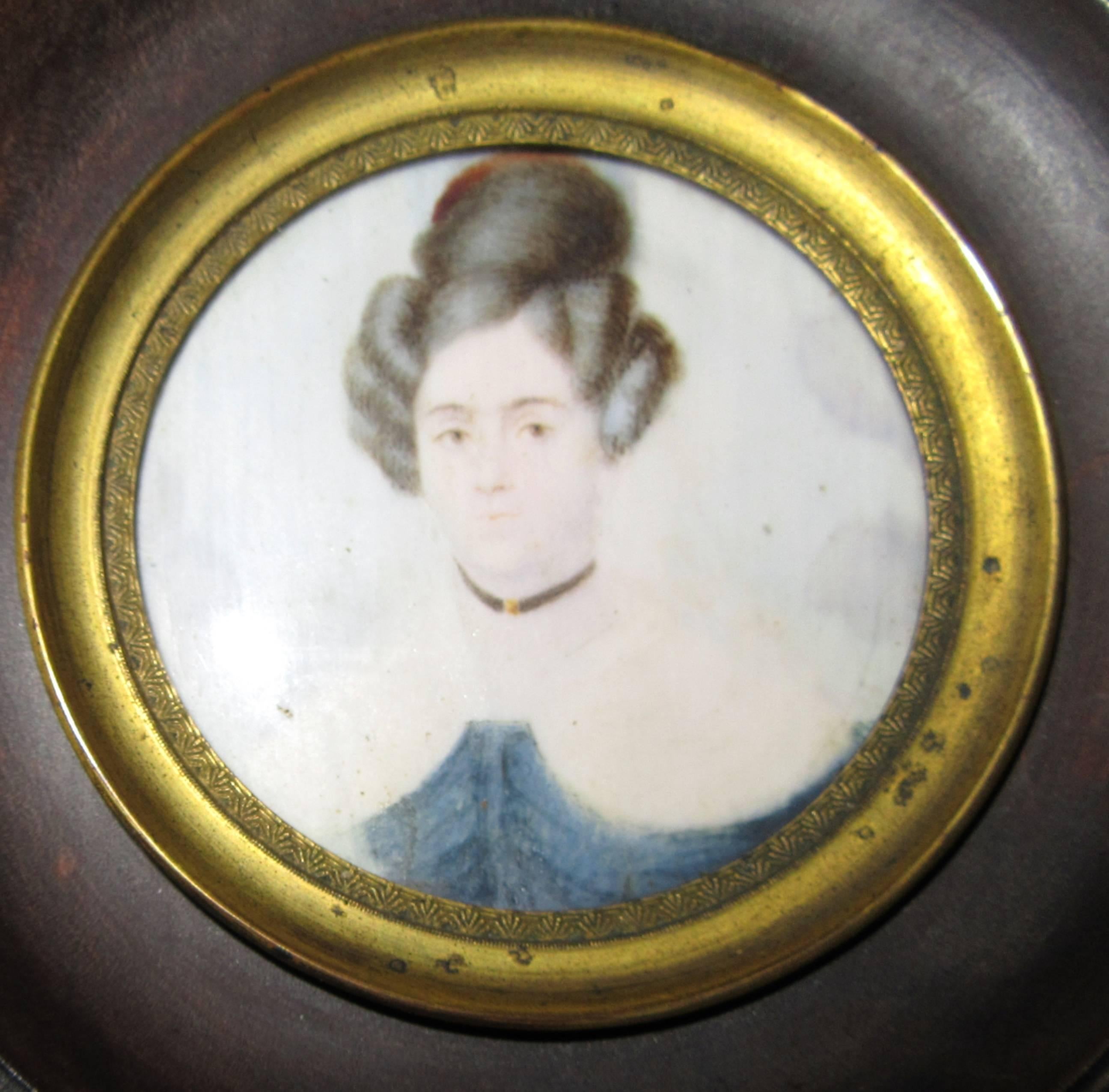 Group of Three Regency Period Miniature Portraits of Ladies In Excellent Condition In Mt Kisco, NY