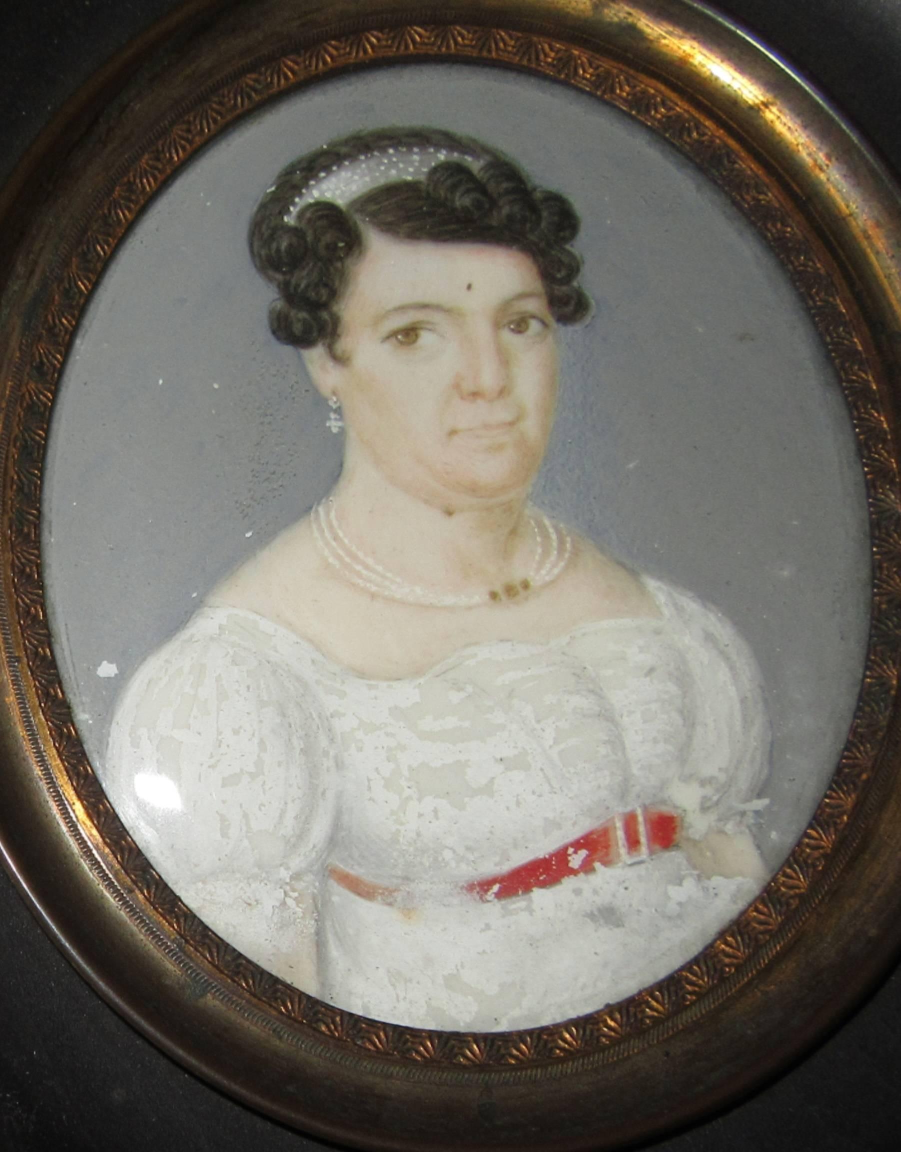 19th Century Group of Three Regency Period Miniature Portraits of Ladies