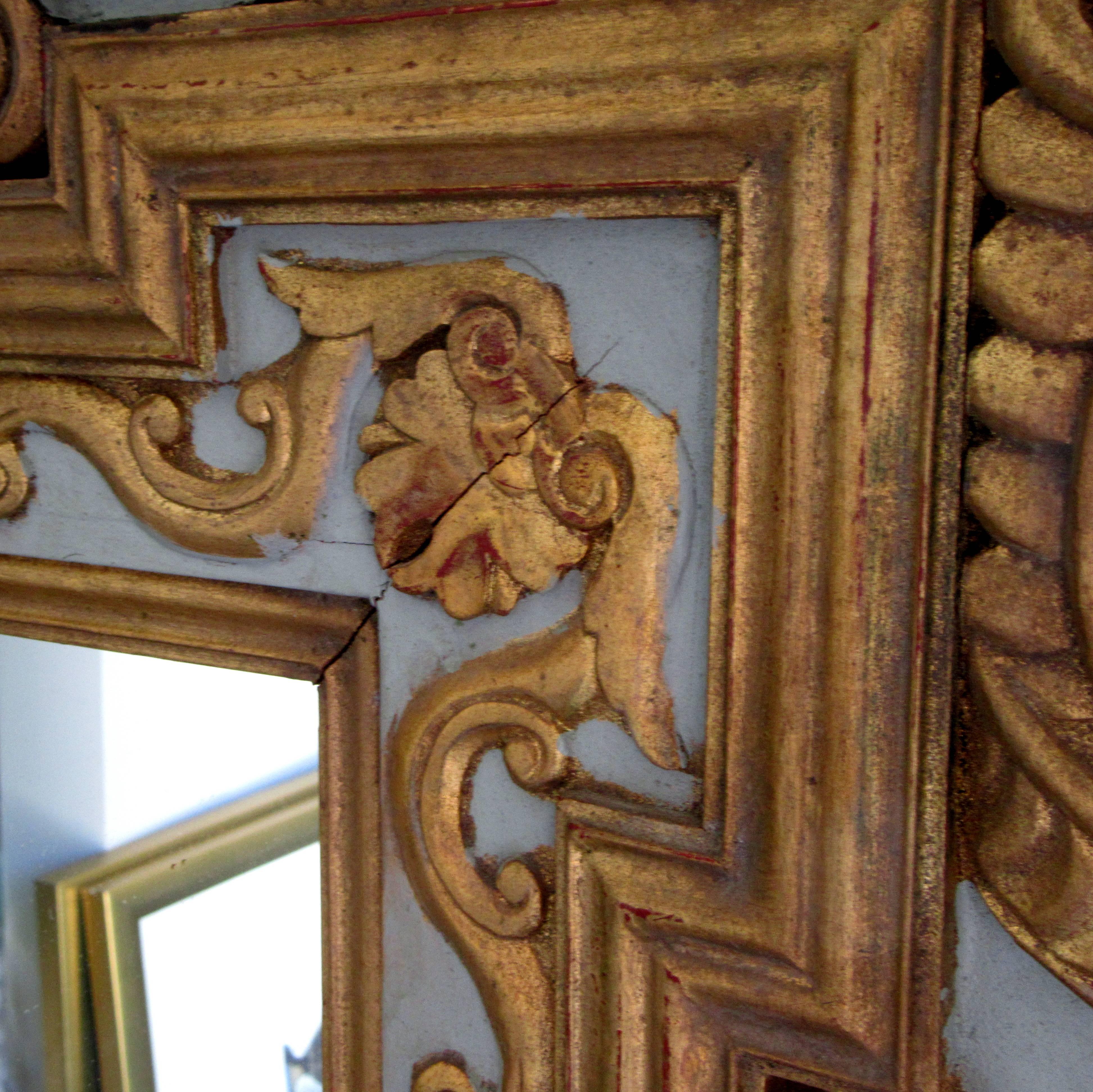 Pair of Giltwood Cherub Theme Wall Mirrors In Good Condition In Mt Kisco, NY