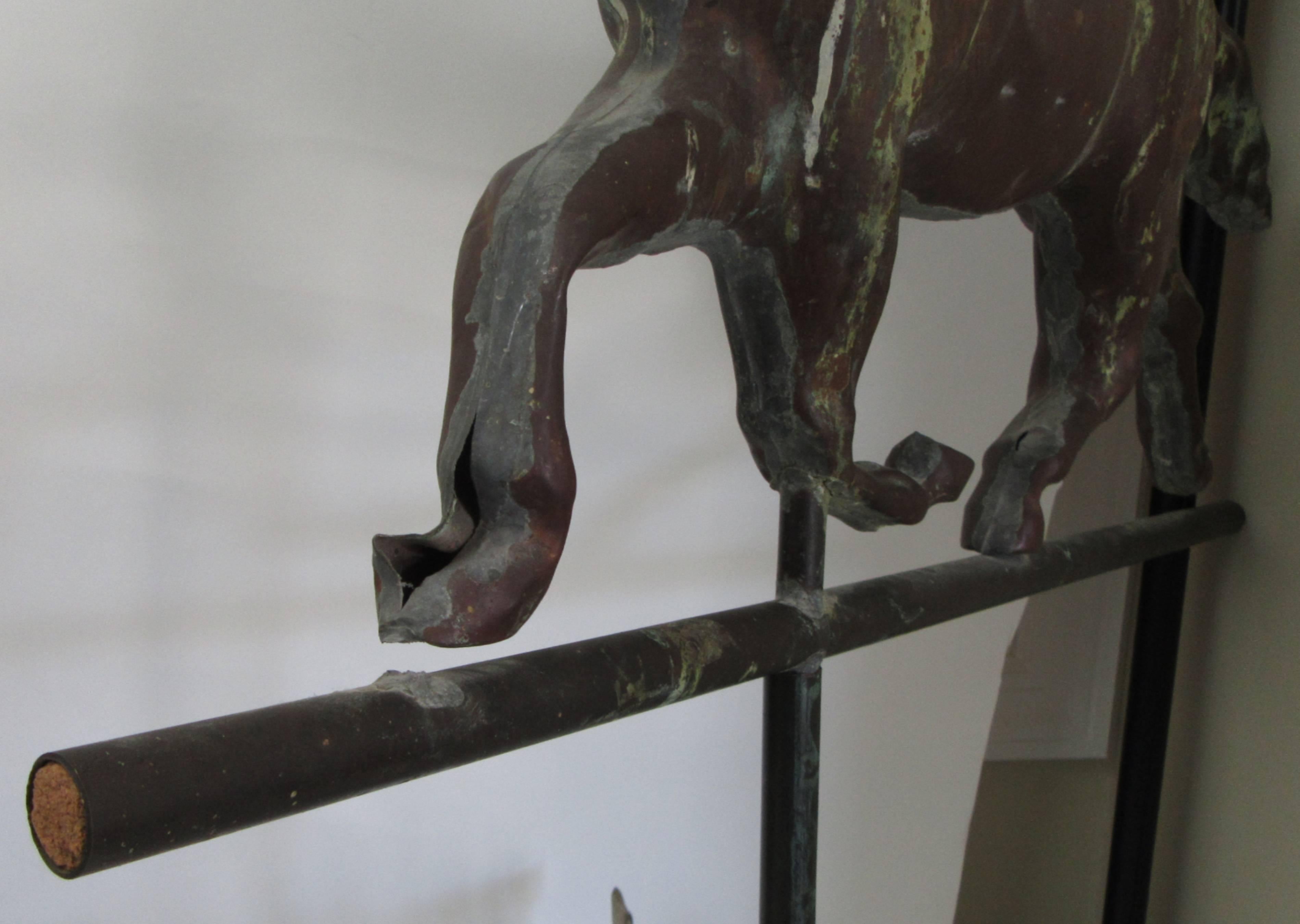 American Copper Trotting Horse Weathervane with Directionals In Good Condition In Mt Kisco, NY