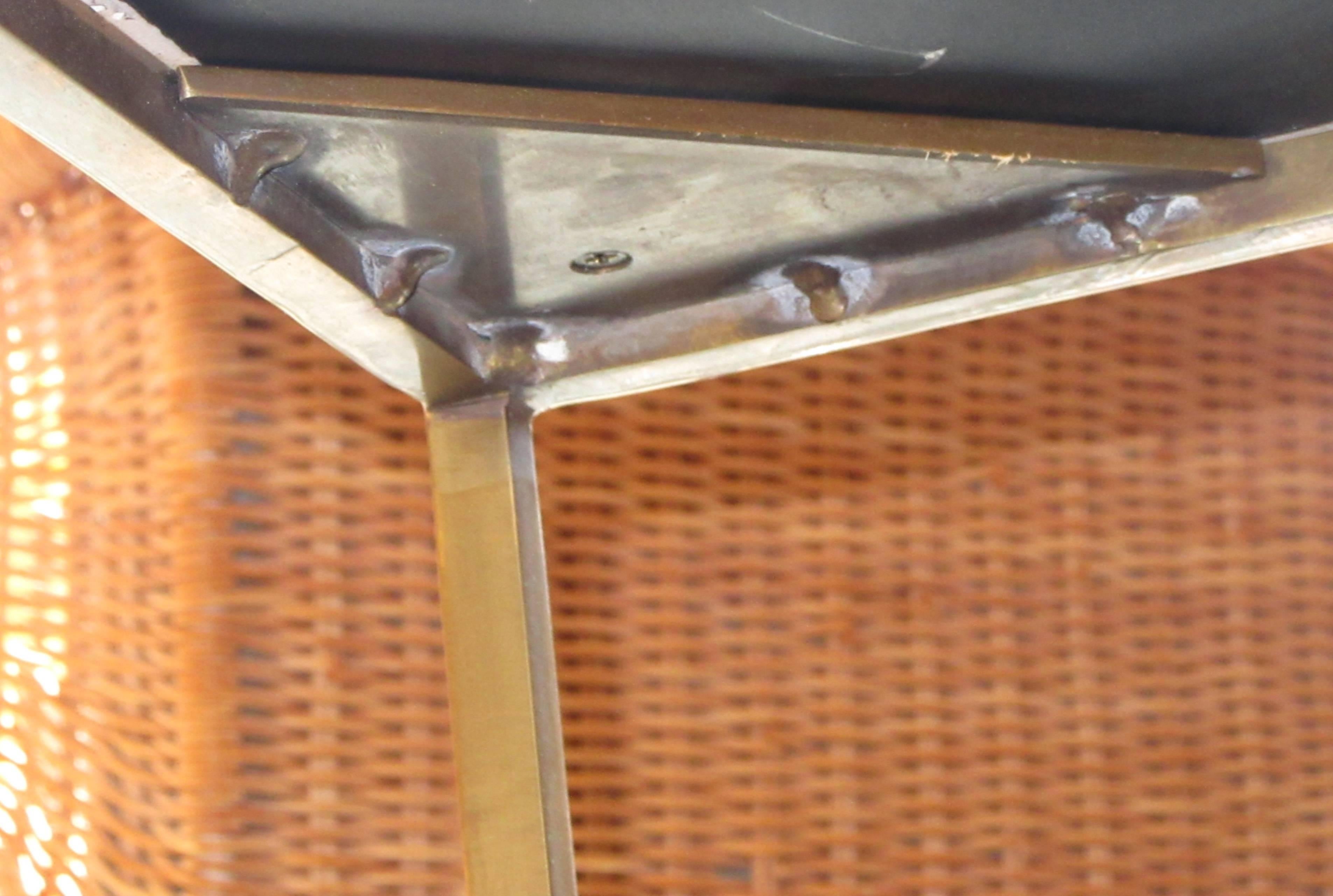 American Paul McCobb Style Brass and Travertine Cocktail Table