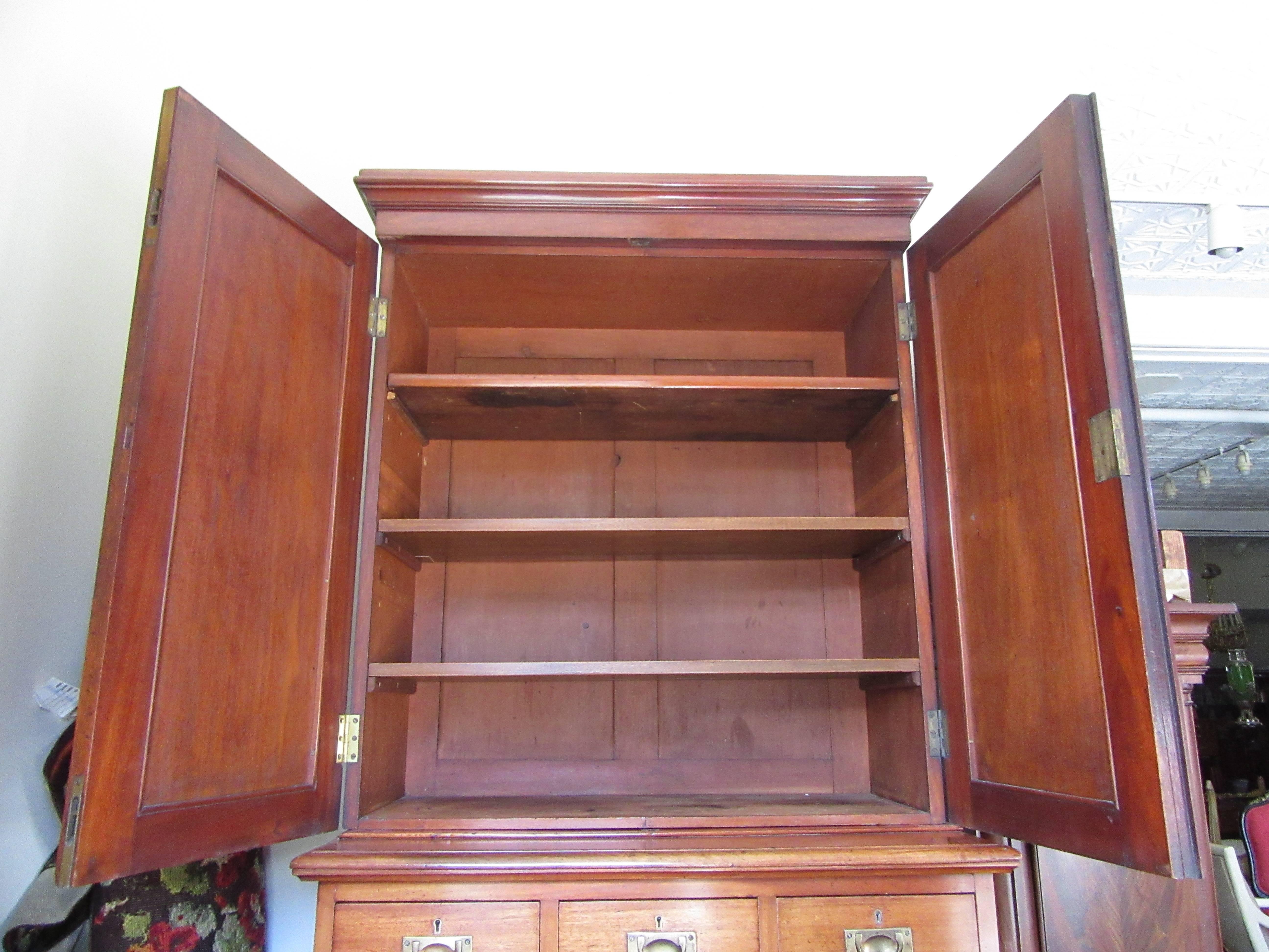 English 19th Century Campaign Chest with Upper Cabinet