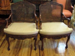 Pair of Louis XV "L. Cresson" Caned Fauteuils à La Reine