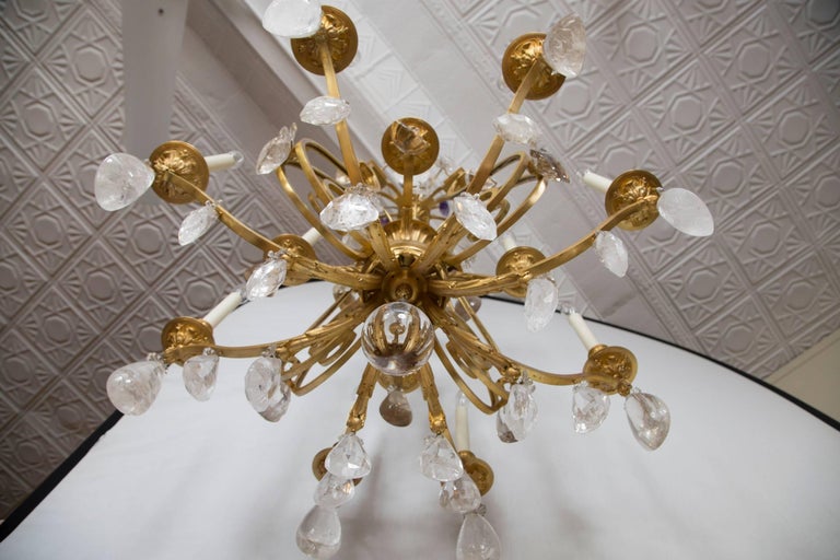 French Rock Crystal and Gilt Bronze Twelve-Light Chandelier at 1stDibs