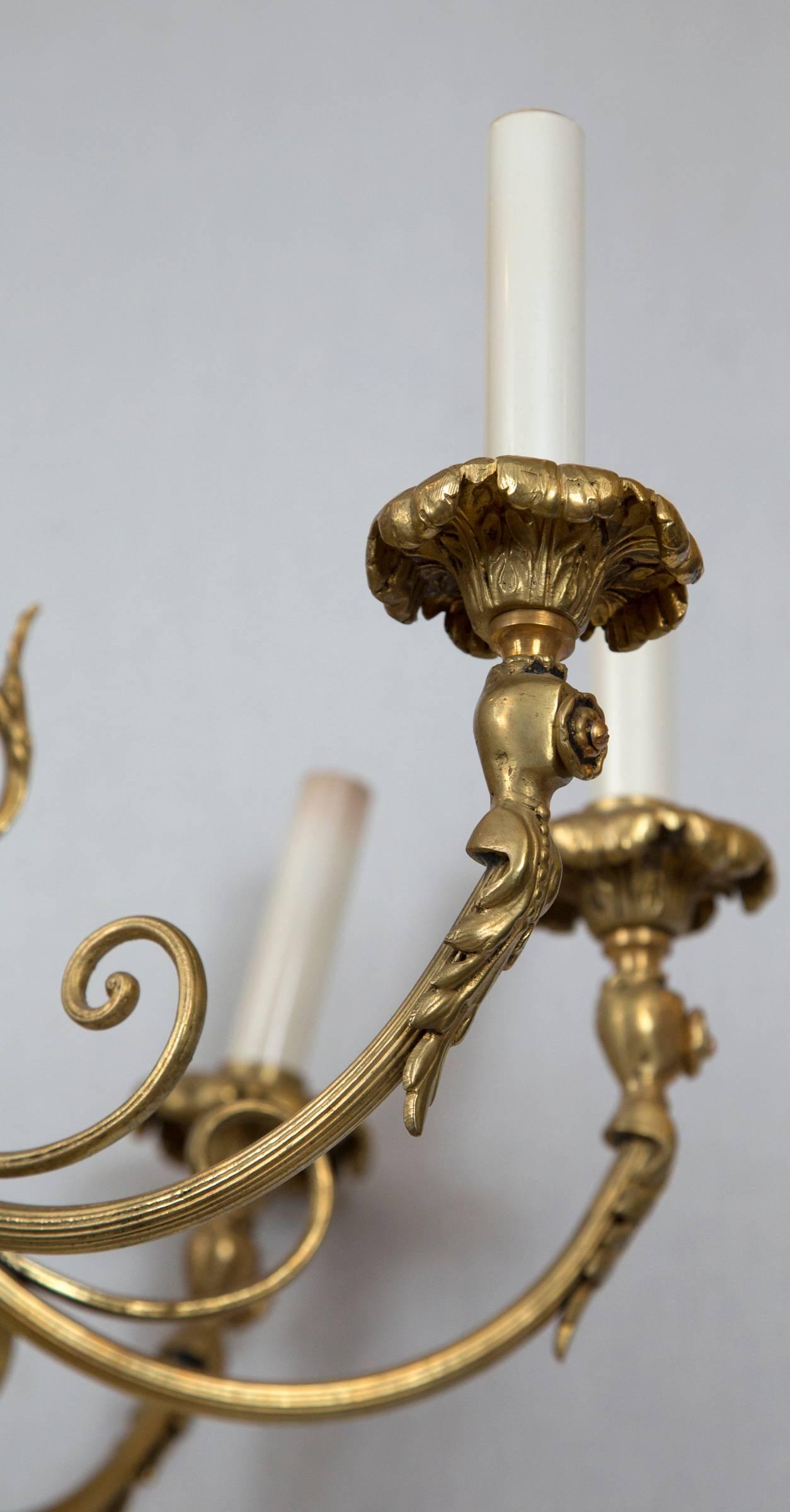 Late 19th Century Large Gilt Bronze French Empire Chandelier