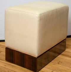 Pair of Lambskin and Macassar Ebony Rolling Ottomans