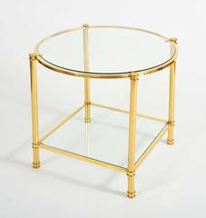 Pair of French 1960s Glass and Brass Side Tables