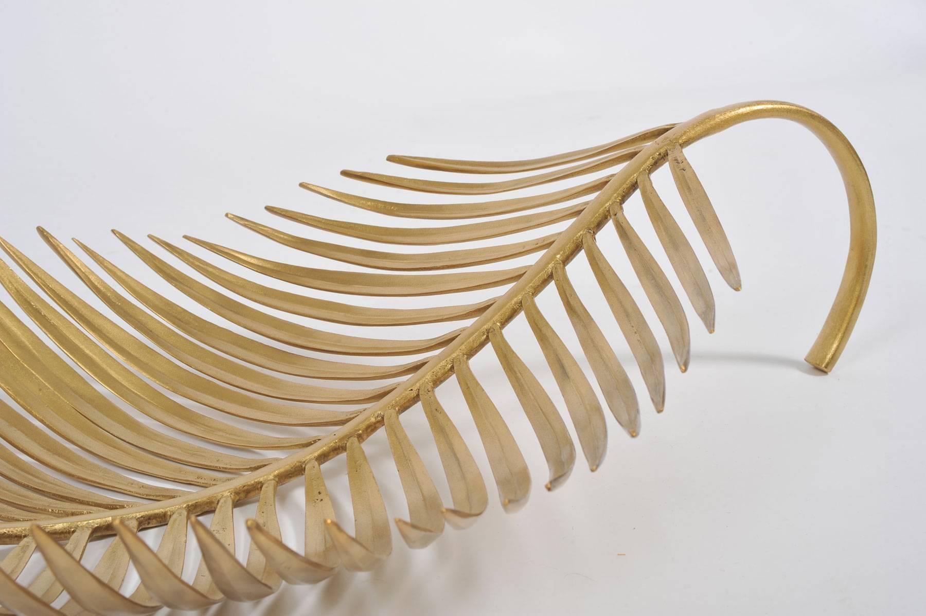 Long Brass Palm Leaf Bowl For Sale at 1stDibs long bowl for table