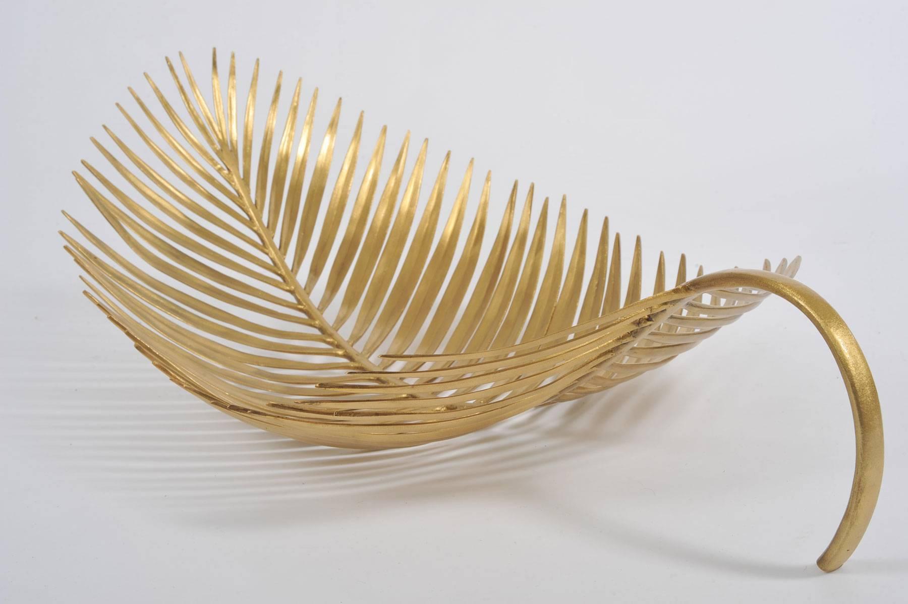 Long Brass Palm Leaf Bowl For Sale at 1stDibs long bowl for table
