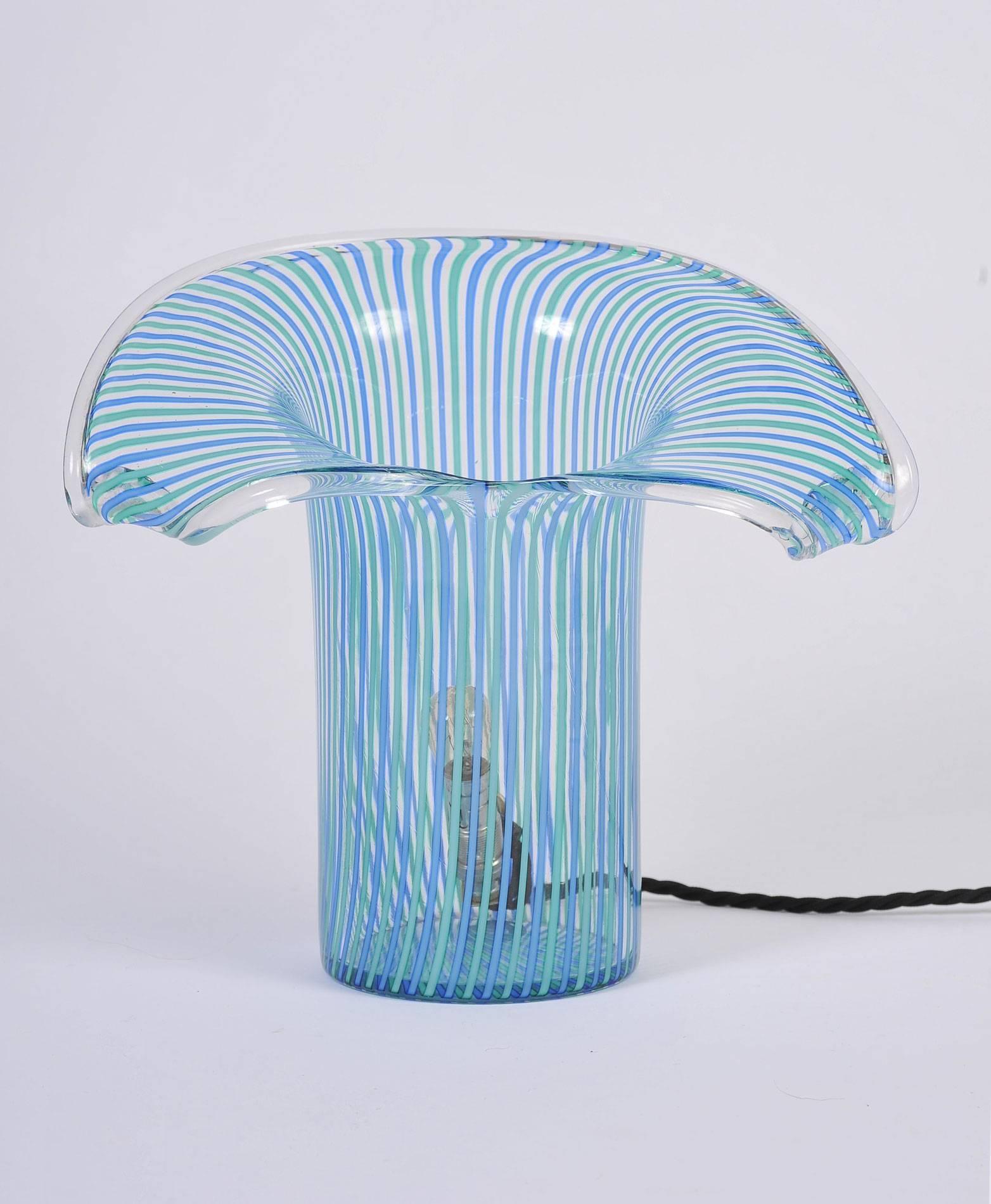 Italian 1970s Blue Murano Table Lamps 2