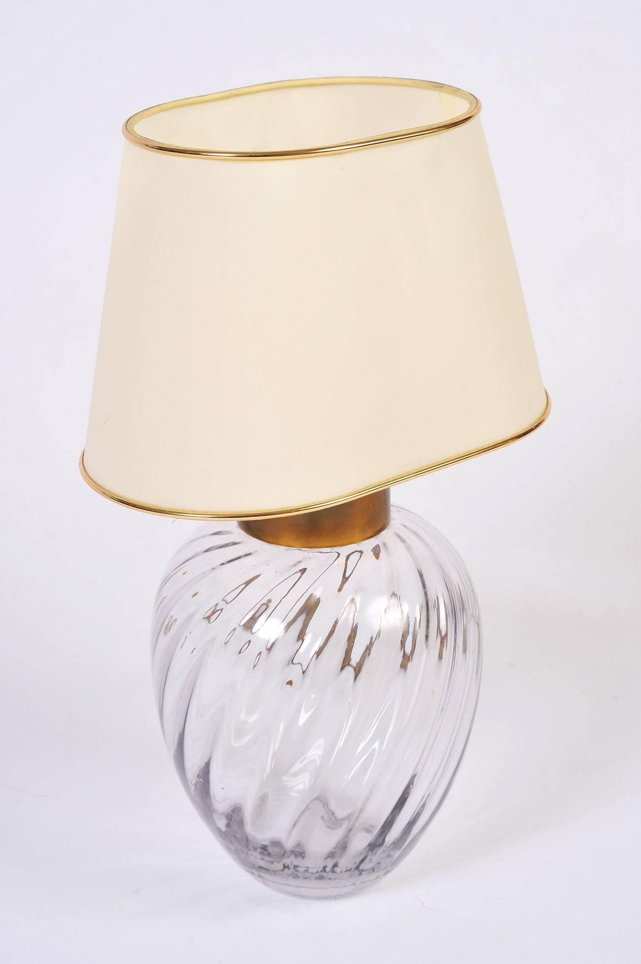 Mid-Century Modern Pair of Italian 1950s Glass Lamps