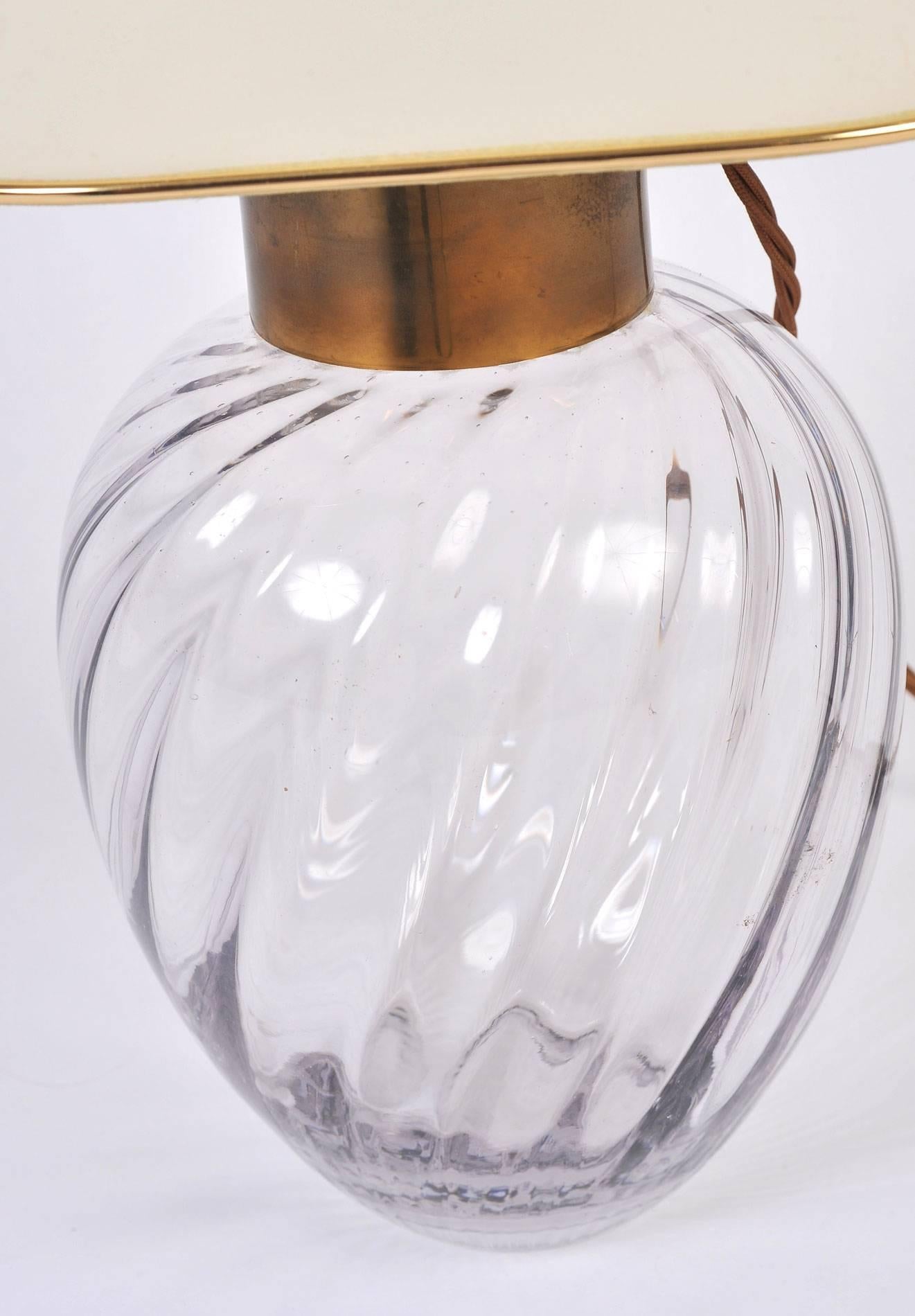 Pair of Italian 1950s Glass Lamps In Excellent Condition In London, GB