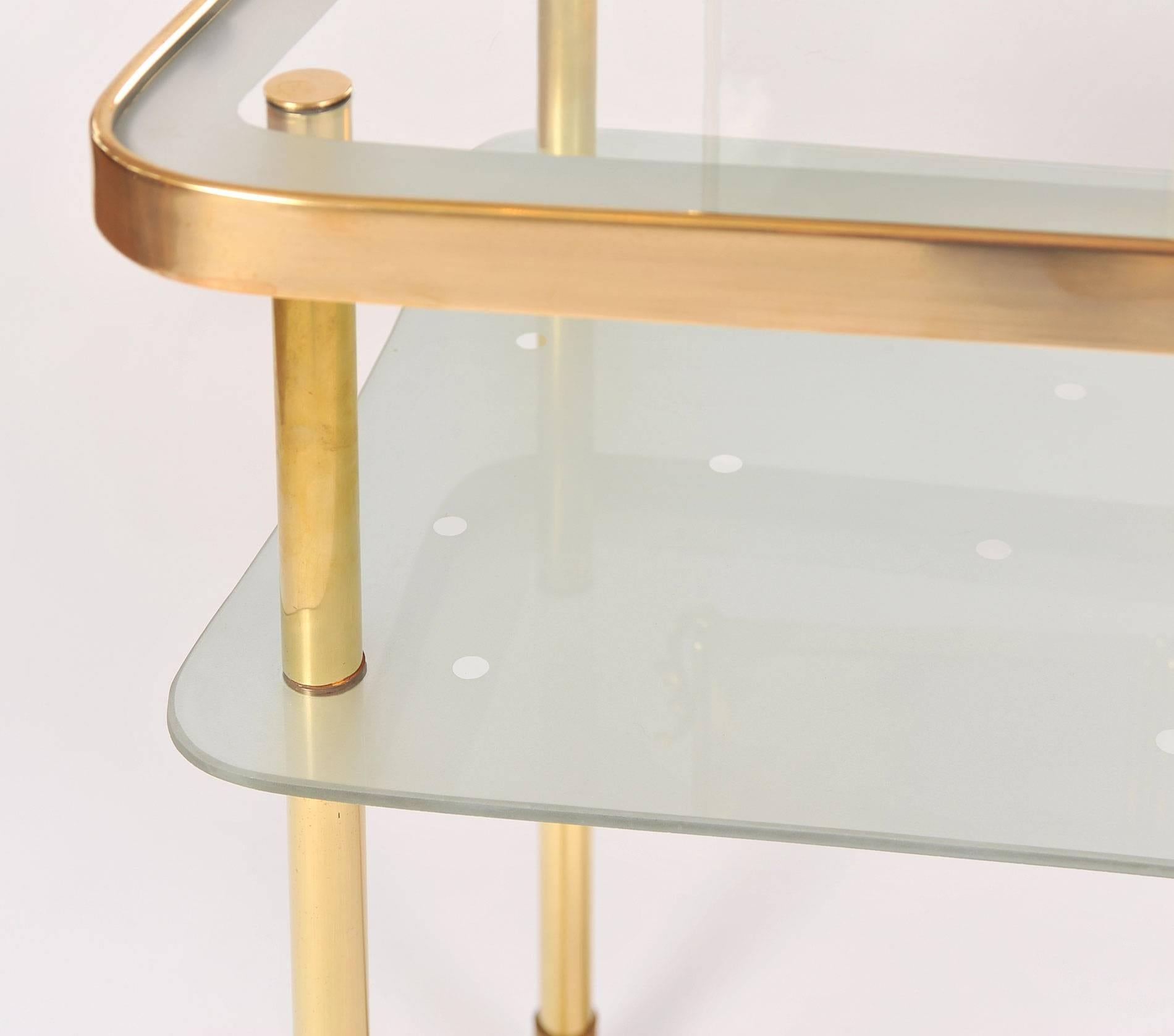 Brass 1950s Polka Dot Italian Dressing-Table or Vanity with Triptych Mirror