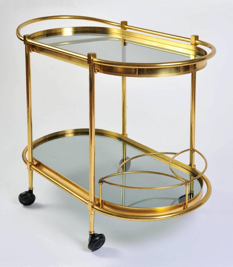 Italian 1950s Curved Brass Bar Cart/Drinks Trolley at 1stDibs