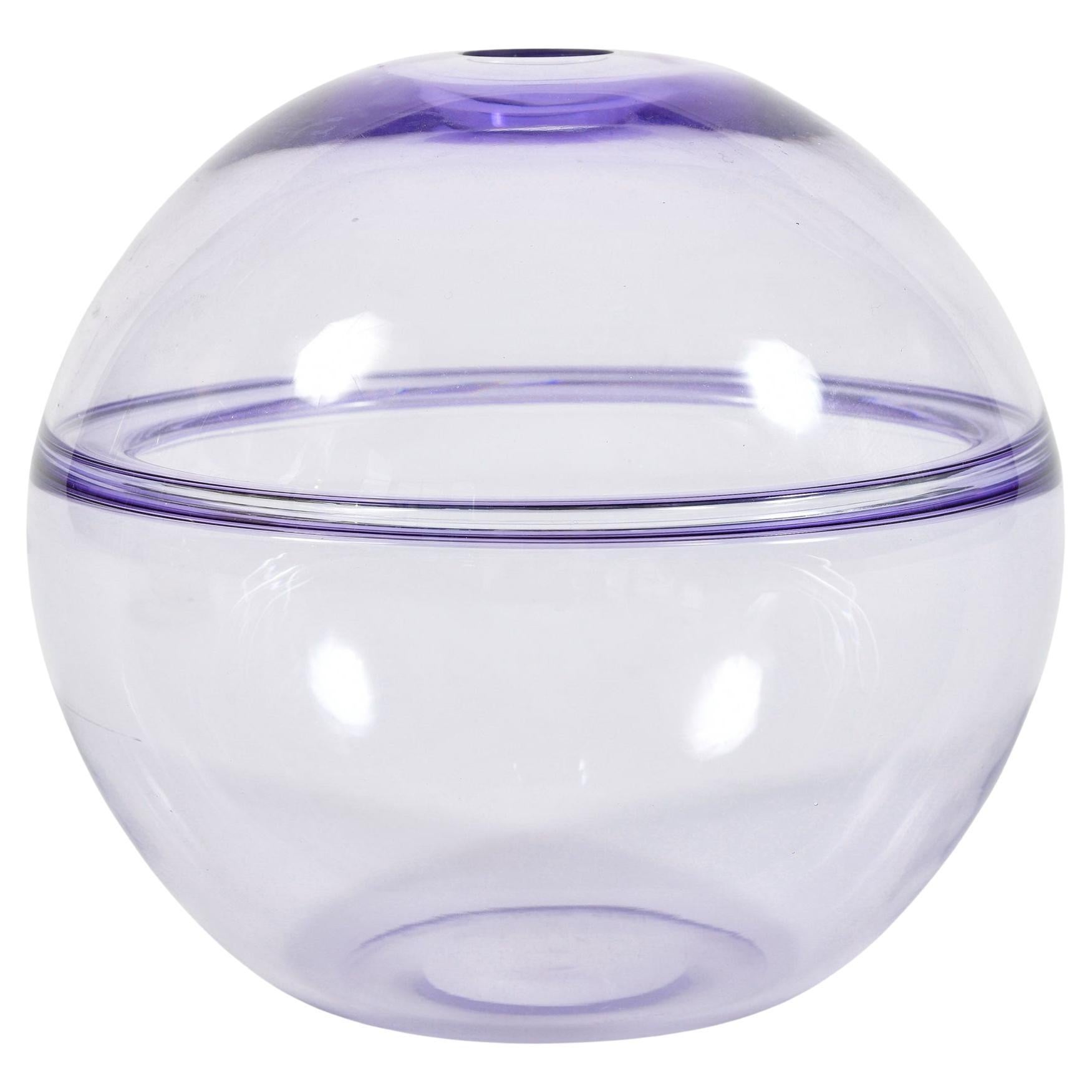 Vintage Italian Purple Lavender Murano signed Globe Vase, Italy. 1950s