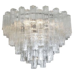 Large Italian clear glass cylinder 'Claridge's' Chandelier