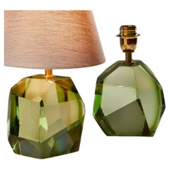 Italian Murano Pale Green Rock Jewel Table Lamp