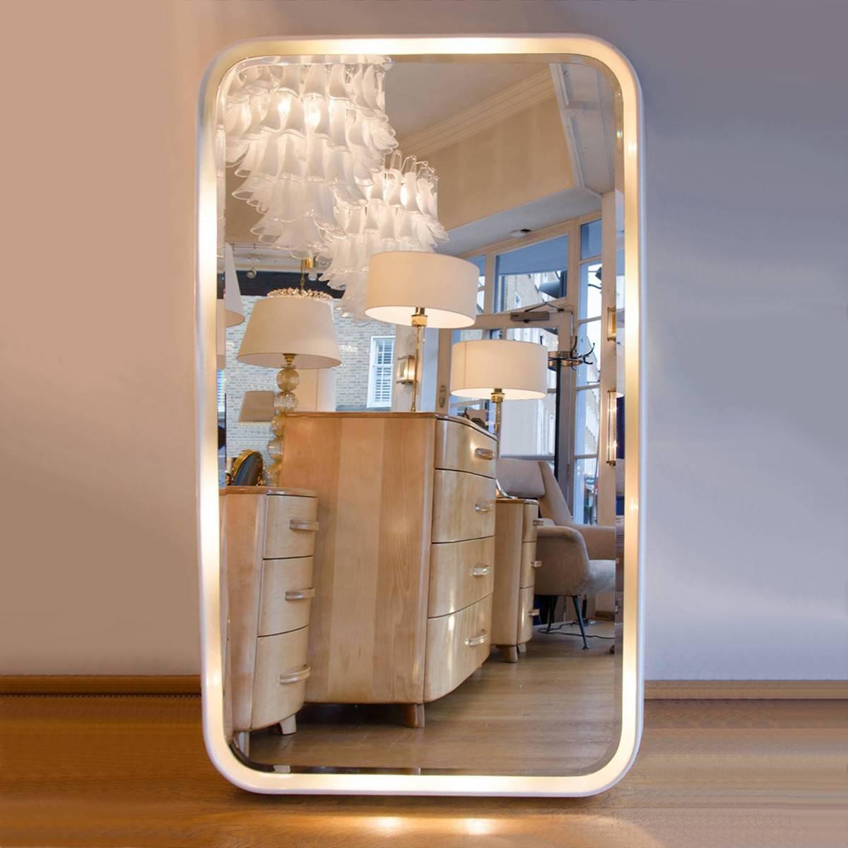 Larger than life – white laminated wall mirror with integral lighting.
Can be hung vertically or horizontally.