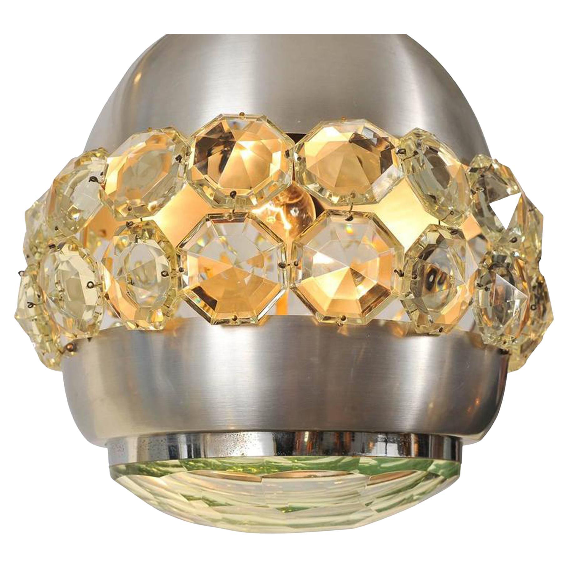 Italian 1960s aluminium, crystal and glass pendant by Pia Guidetti Crippa for Lumi, Itla For Sale