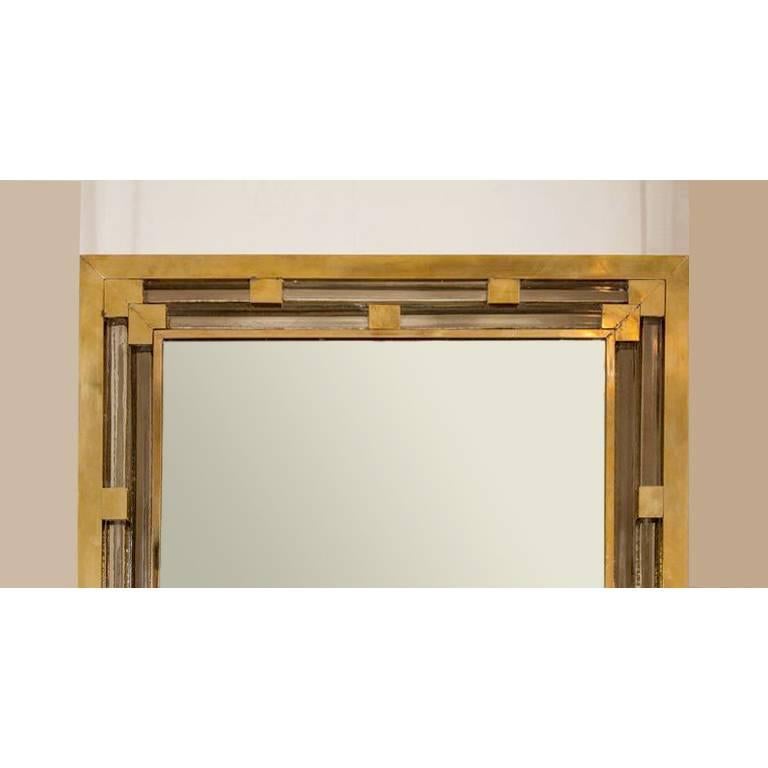 Modern Italian Brass Wall Mirror In Excellent Condition In London, GB