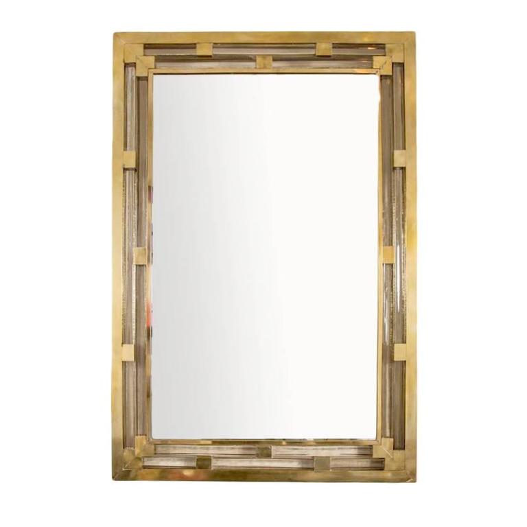 Modern Italian Brass Wall Mirror For Sale at 1stDibs