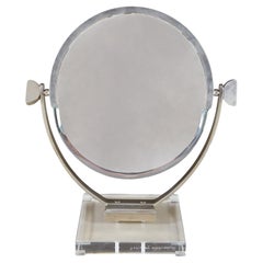 Polished nickel and Lucite two sided mirror, signed Charles Hollis Jones 1968 Polished nickel and Lucite two sided mirror, signed Charles Hollis Jones 1968