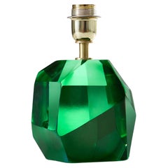 Italian Single Murano Emerald Green Rock jewel Table Lamp
