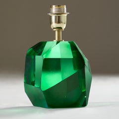Italian Single Murano Emerald Green Rock jewel Table Lamp