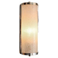 Italian Wall Light with Chrome Bracket, Reticello Glass Shade, 1950s