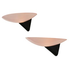 De Majo Pink Murano Glass Wall Lights, Italian Design, 1980s, Signed