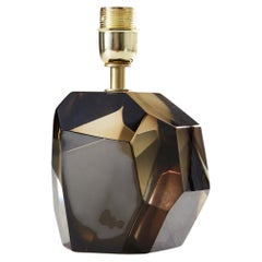 Hand-Crafted Italian Murano Glass 'Rock' Table Lamp with Brass Fitting