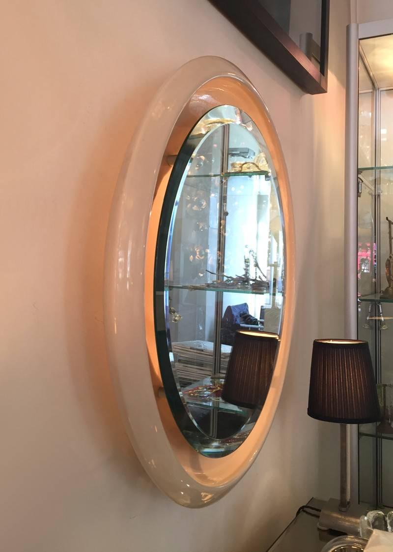 Late 20th Century Italian 1970s Circular Back-Lit Wall Mirror