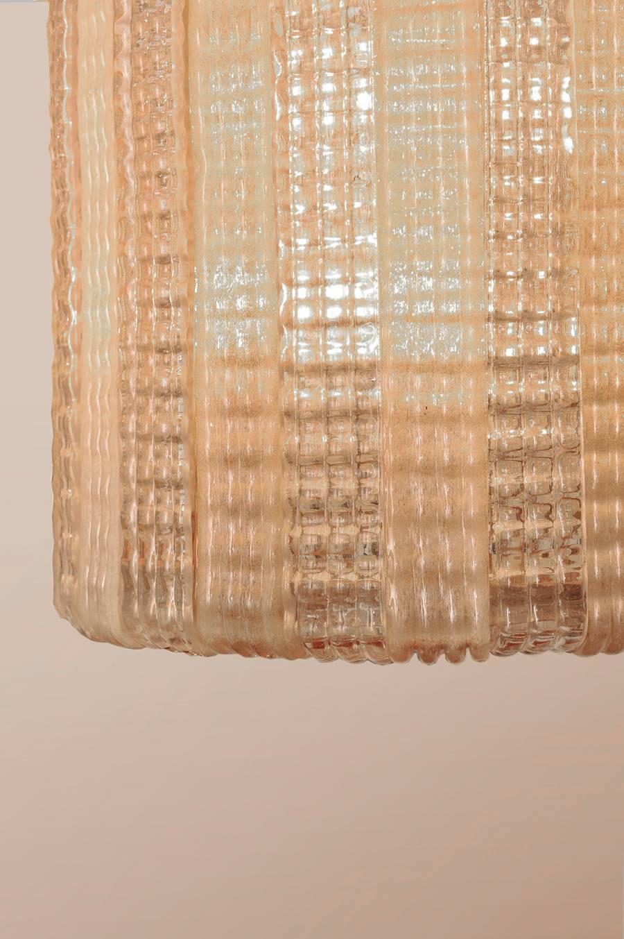Italian 1950s Pink Glass Chandelier In Excellent Condition In London, GB