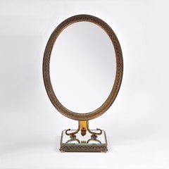 Italian Art Deco brass Filigree table Mirror by Pier Luigi Colli, 1940s