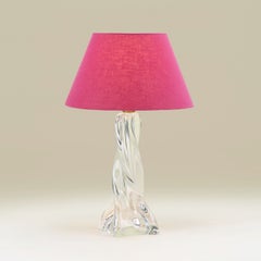 French Baccarat mid-century twisted crystal lamp signed 'Baccarat France'