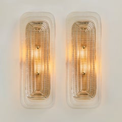 Murano and brass Italian Art Deco inspired 'Capri' wall lights