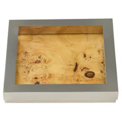 Italian 1960s chrome and burr wood catchall / vide poche