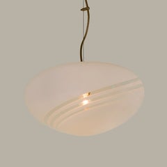 1960s Murano shaped Italian white pendant with decorative swirl