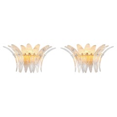 Pair of Murano glass and brass Etsella palm leaf wall lights