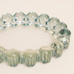 Italian 1960s green glass dish / Vide-Poche wit decorative rim of glass balls