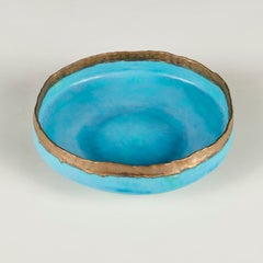 Large decorative ceramic turquoise and gold glazed centrepiece
