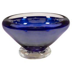 Anthony Stern privately commission signed art glass cobalt blue bowl, England