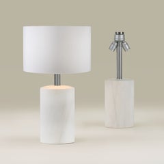 Pair of Mid-Century Modern Marble Column Lamps, Italy, Circa 1960s