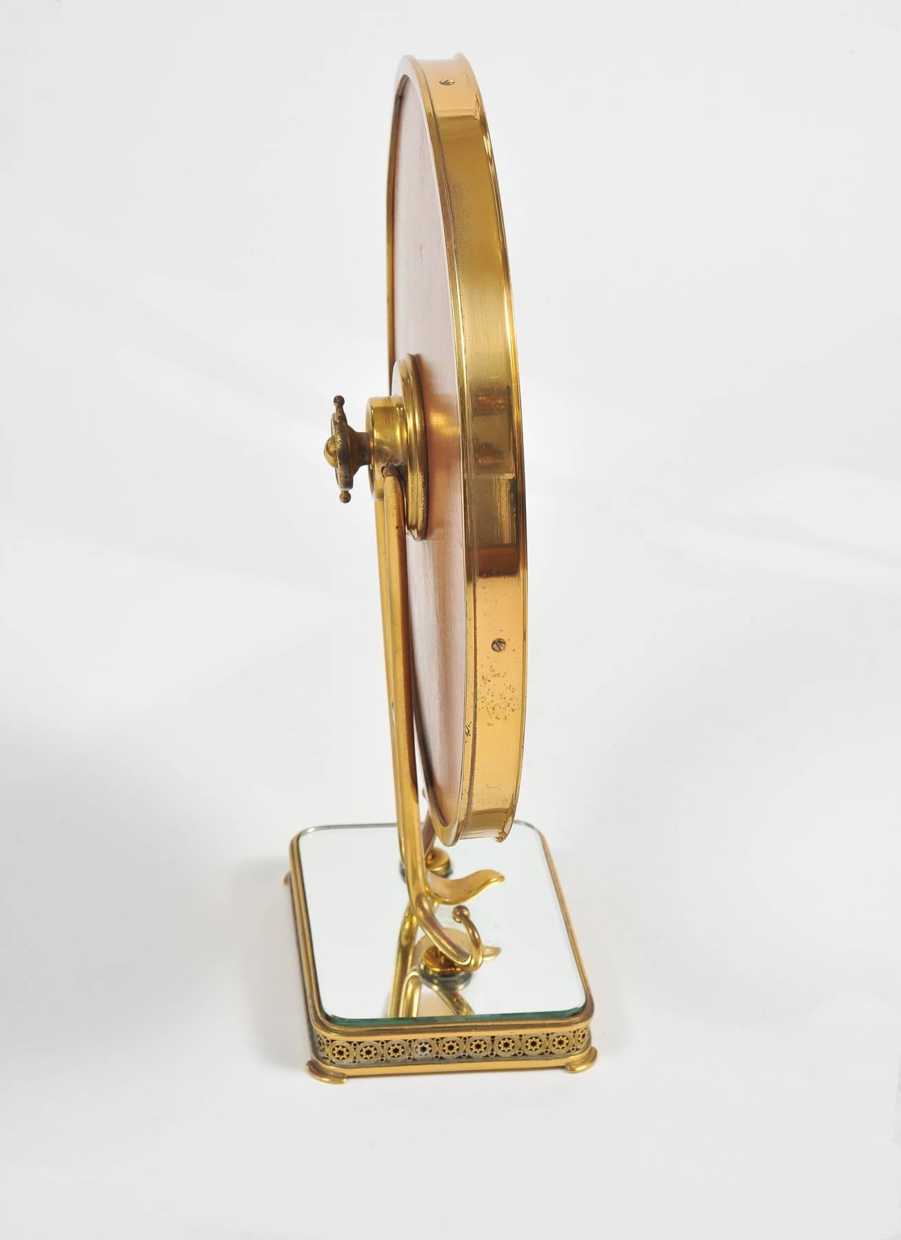 Mid-Century Modern 1940s Italian Brass Table Mirror